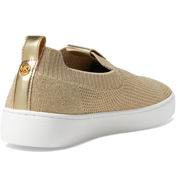 Michael Kors Shoes - Michael Kors Juno Metallic Stretch Knit Slip-On Gold Sneaker